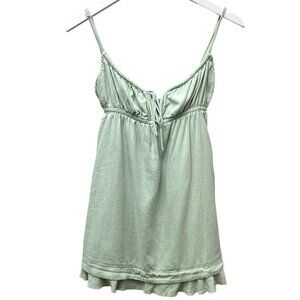 PRINCESS POLLY Top Size 6 Green Rayon Linen Boho Cami Babydoll Tank